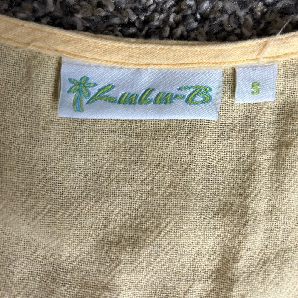 5/$25 Lulu-B 100% Cotton Soft Yellow Ruffled Dress/Swim Cover size small - Picture 8 of 9